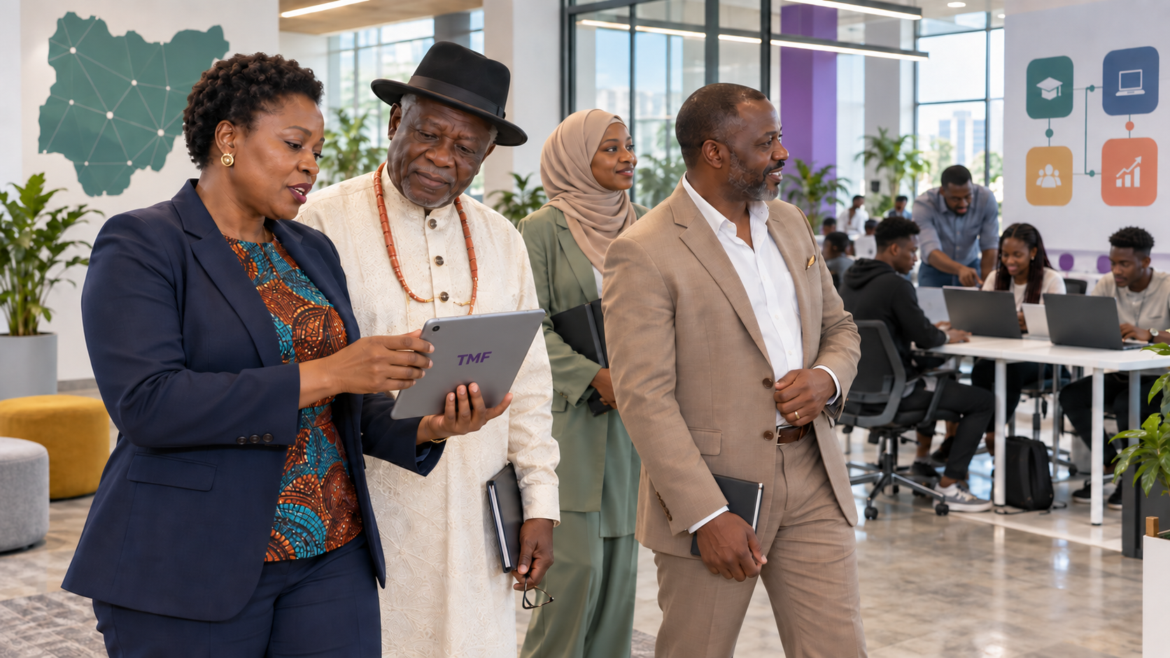 Partner organisations reviewing a TalentMakers initiative together