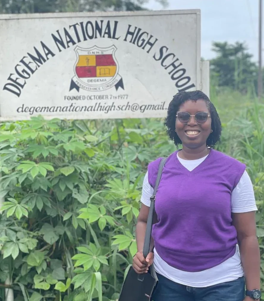 Signpost at Degema National High School ahead of a TechSpark school visit